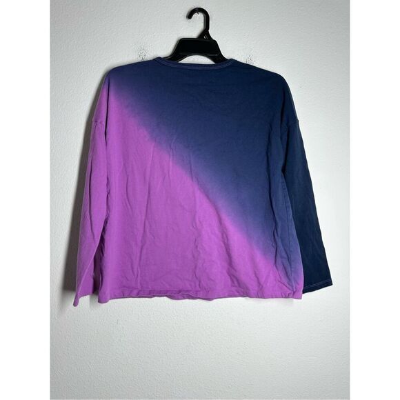 Time and Tru Women's Oversized Tie Dye T-Shirt Long Sleeves Blue Purple Size S - Picture 4 of 9